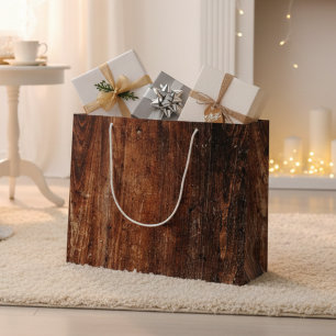 Rustic Old Scratched Wood Large Gift Bag