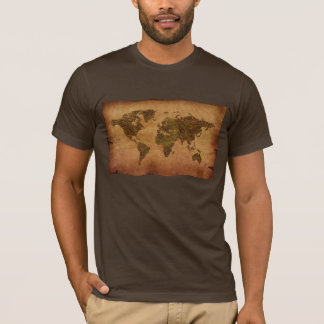 Rustic Old-style World Map on Parchment background T-Shirt