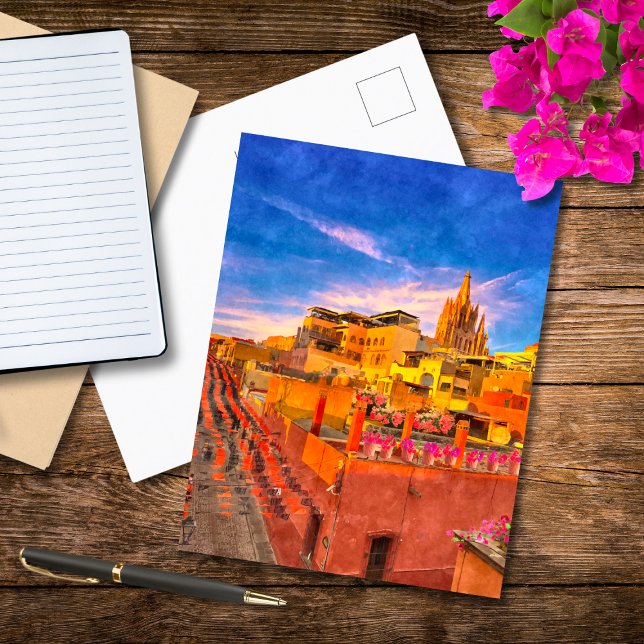Rustic Old Town San Miguel De Allende Paint Postcard (Creator Uploaded)