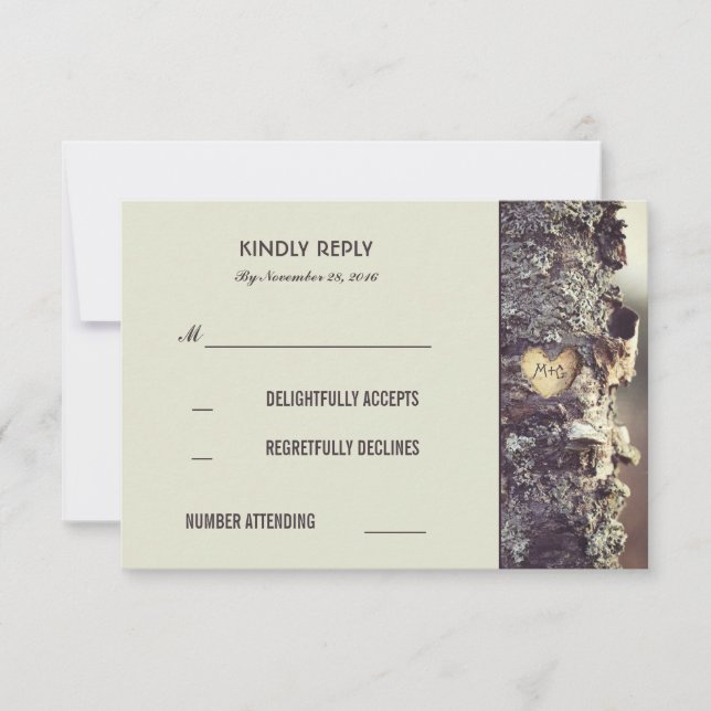 Rustic Old Tree Wedding RSVP Cards (Front)