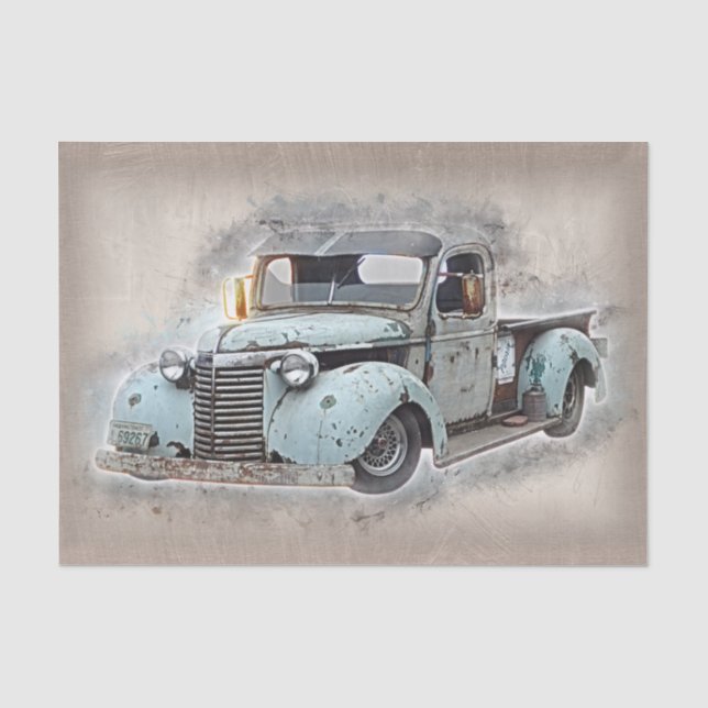 Rustic Old Vintage Truck Decoupage Tissue Paper (Front)
