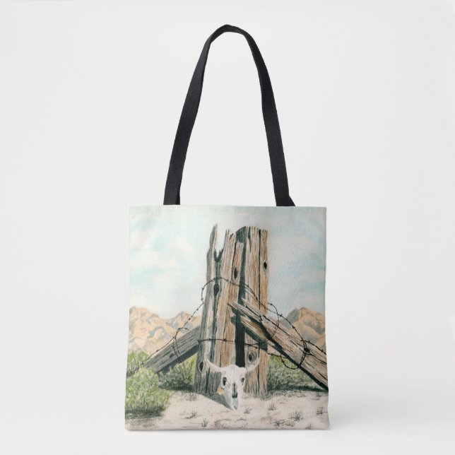 Rustic old west desert; watercolor art tote bag (Front)