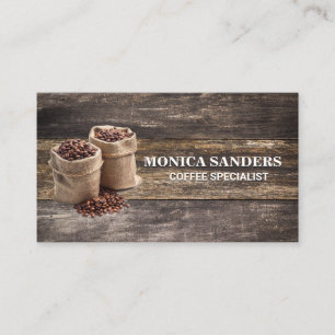 Rustic Old Wood Table   Coffee Bags Appointment Card