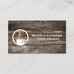 Rustic Old Wood Table Steam Coffee Cup Appointment Card