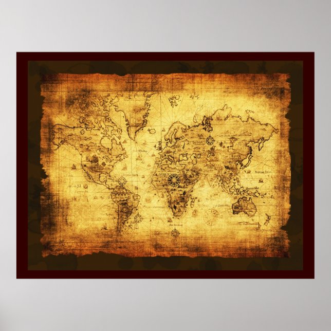 Rustic Old World Map Poster (large) (Front)
