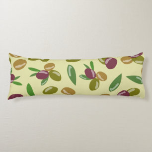 Rustic Olive and Olive Leaves Pattern Body Cushion