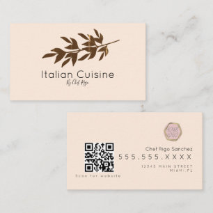 Rustic Olive Branch Botanical Italian Chef   Business Card