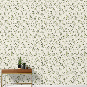 Rustic Olive Branch Mediterranean Pattern Wallpaper