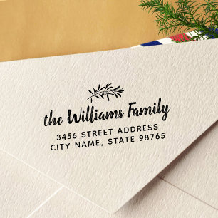 Rustic Olive Branch Return Address Self-inking Stamp