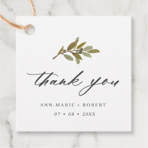 Rustic Olive Branch Thank You Wedding Favour Tags