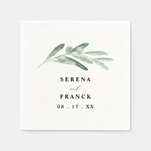 Rustic Olive Branch Wedding Napkin