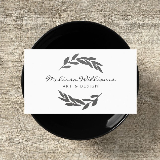 Rustic Olive Branch Wreath Logo Business Card (Creator Uploaded)