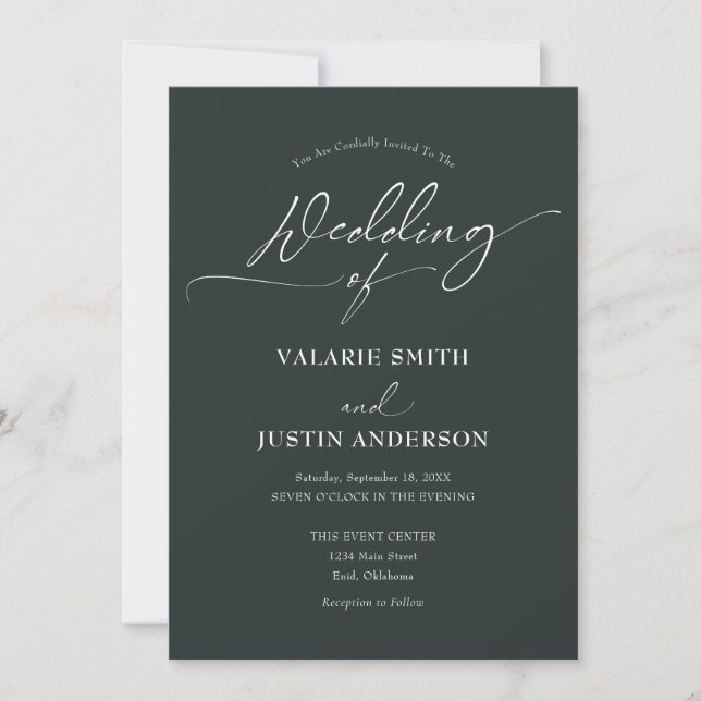 Rustic Olive Dark Green Wedding Invitation (Front)