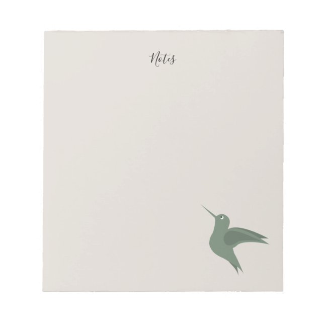 rustic olive green hummingbird stylish notepad (Front)
