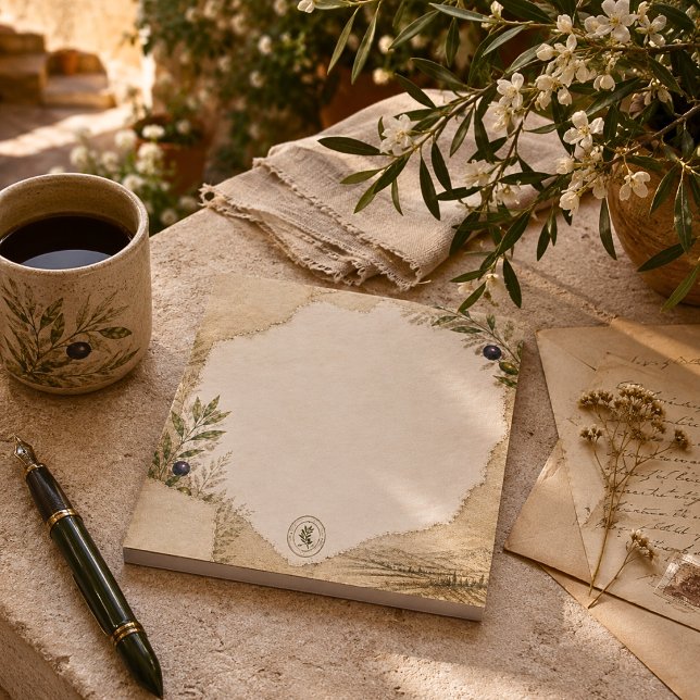 Rustic Olive Grove Mediterranean Collage Art Notepad (Creator Uploaded)
