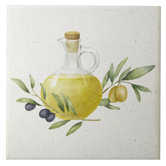 Rustic Olive Oil Bottle Tile (Front)