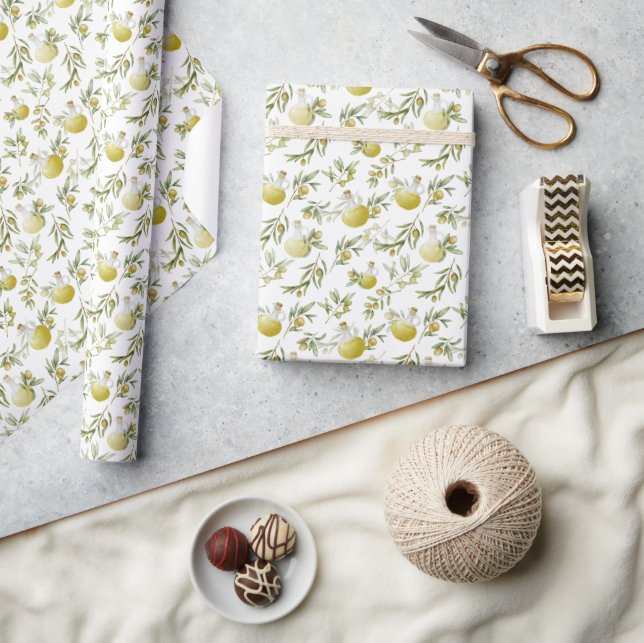 Rustic Olive Oil Pattern  Wrapping Paper (Crafts)