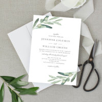 Rustic Olive Tree Watercolor Botanicals Wedding