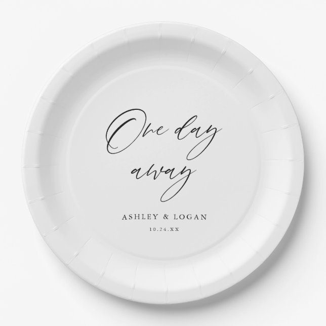 Rustic One Day Away Wedding Rehearsal Dinner Paper Plate (Front)