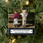 Rustic One Photo Vintage Plaid Custom Christmas Ceramic Ornament<br><div class="desc">Embrace the heartwarming spirit of a traditional Christmas with our Rustic One Photo Vintage Plaid Custom Ceramic Ornament. This charming ornament design incorporates elements like black gingham, buffalo plaid, and vintage holiday patterns, bringing a touch of nostalgia to your Christmas tree. The flannel Christmas aesthetic exudes the warmth and cosiness...</div>