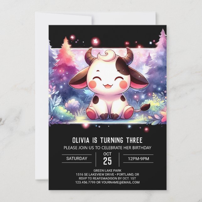 Rustic Online Cow Birthday Invitation (Front)