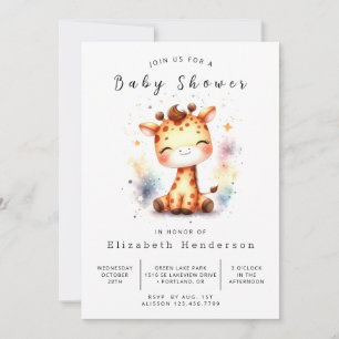 Rustic Online Giraffe Baby Shower Invitation