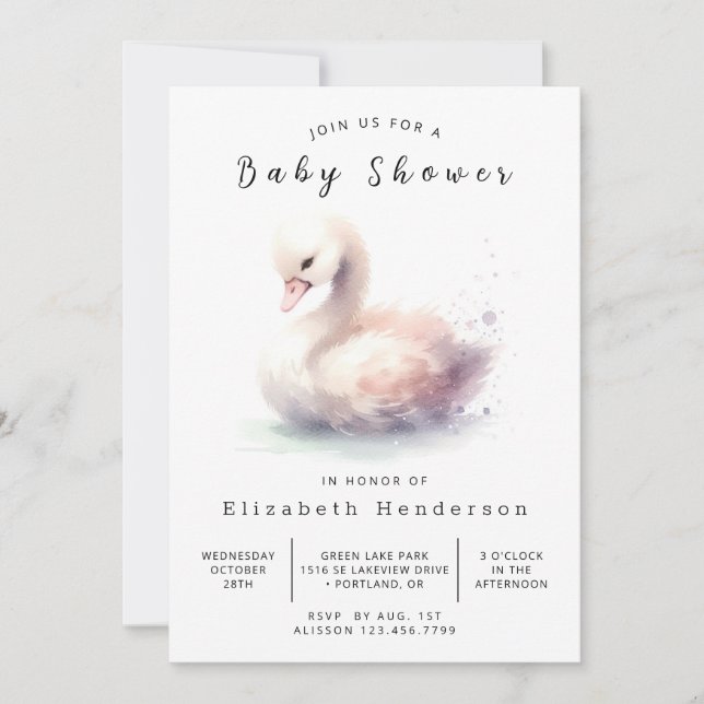 Rustic Online Swan Baby Shower Invitation (Front)