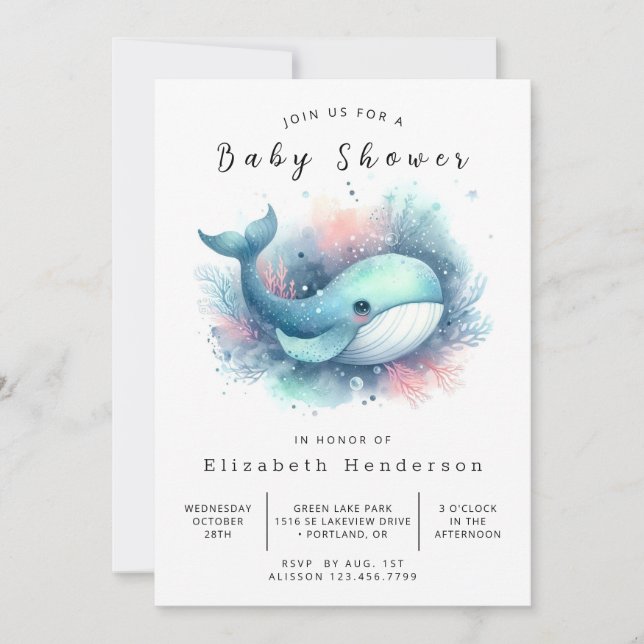 Rustic Online Whale Baby Shower Invitation (Front)