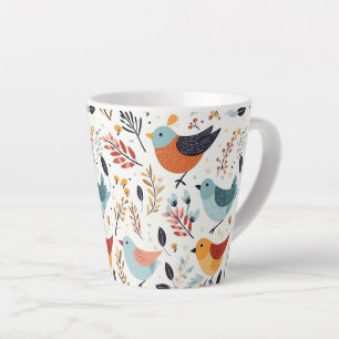 Rustic Orange And Blue Bird Garden Latte Mug