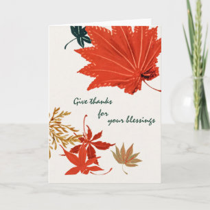 Rustic Orange and Gold Give Thanks Card