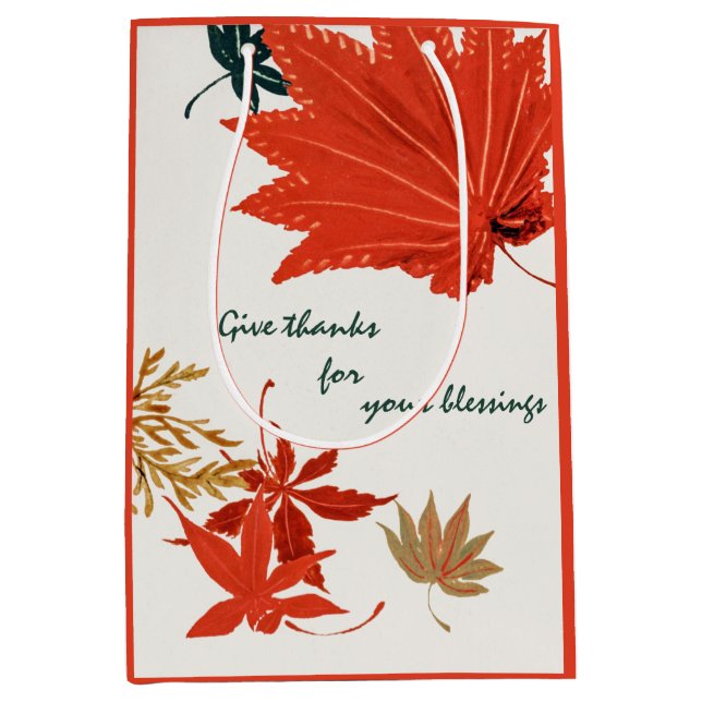 Rustic Orange and Gold Give Thanks Medium Gift Bag (Front)
