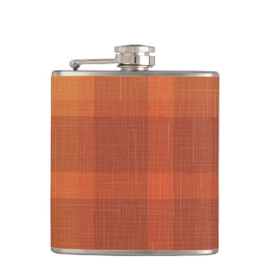 Rustic Orange Autumn  Fall Plaid Tartan  Hip Flask