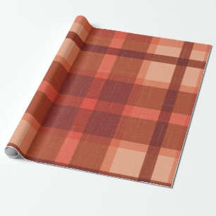 Rustic Orange Autumn  Fall Plaid Tartan Wrapping P Paper