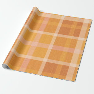 Rustic Orange Autumn  Fall Plaid Tartan Wrapping P Paper