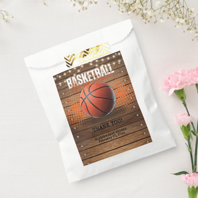 Rustic Orange Basketball Baby Shower Favour Bags (Sealed)