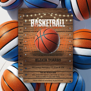 Rustic Orange Basketball Baby Shower Invitation