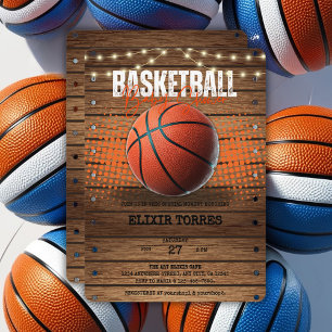 Rustic Orange Basketball Baby Shower Invitation