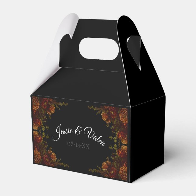 Rustic Orange Black Elegant Wedding Favour Box (Front Side)