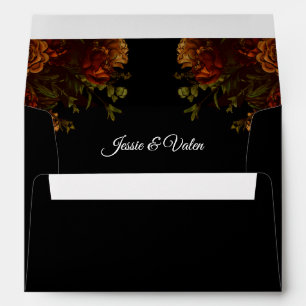 Rustic Orange Black Elegant Wedding Invitation Envelope