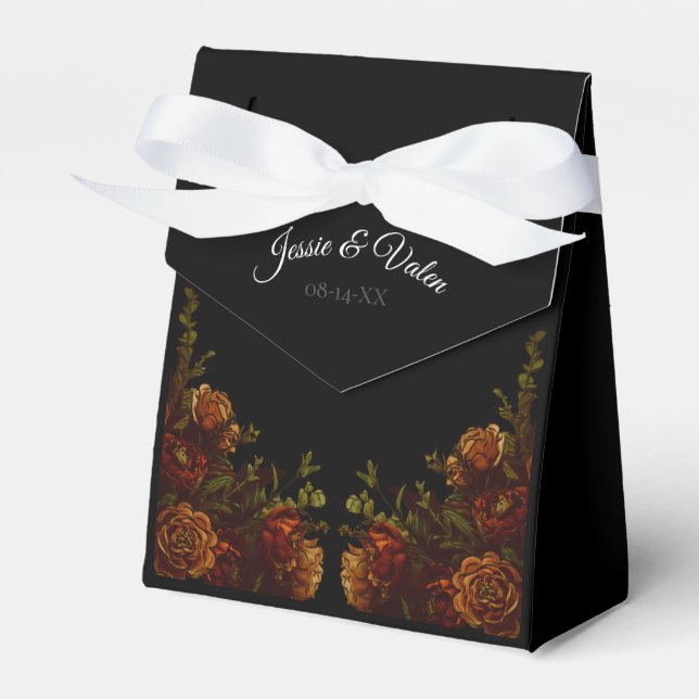 Rustic Orange Black Elegant Wedding Invitation Favour Box (Front Side)
