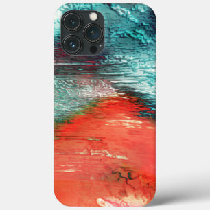 Rustic orange blue texture with seaside shape iPhone 13 pro max case