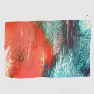 Rustic orange blue texture with seaside shape golf towel