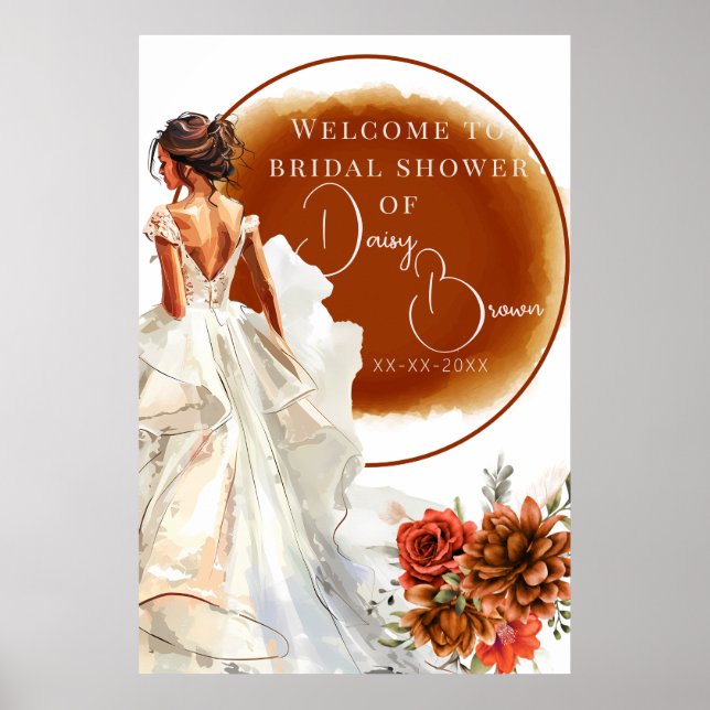 Rustic Orange Boho sunset Bridal Shower Poster (Front)