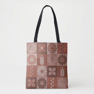 Rustic Orange Brown Burlap Linen Pattern Tote Bag