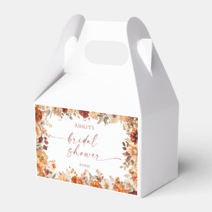Rustic Orange Burgundy Floral Bridal Shower Favour Box