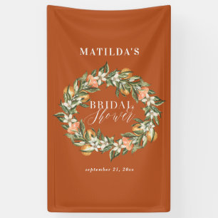 Rustic orange citrus botanical bridal shower party banner