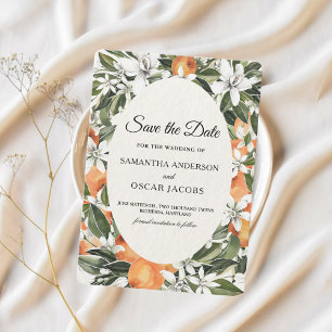 Rustic Orange Citrus Floral Elegant Boho Save The Date