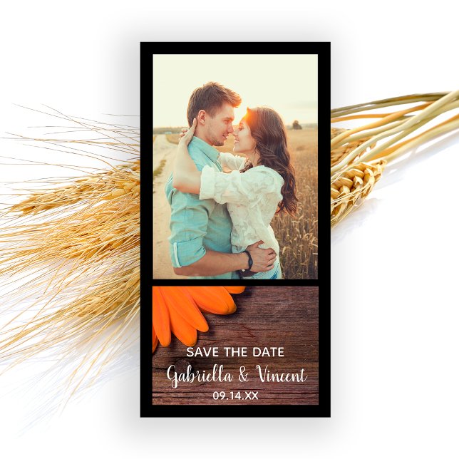 Rustic Orange Daisy Barn Wedding Save the Date (Creator Uploaded)