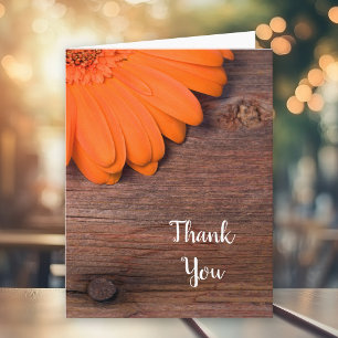 Rustic Orange Daisy Barn Wood Country Thank You