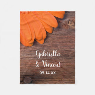 Rustic Orange Daisy Country Wedding Fleece Blanket